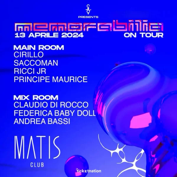 MEMORABILIA ON TOUR @ Matis Club 13 Aprile 2024